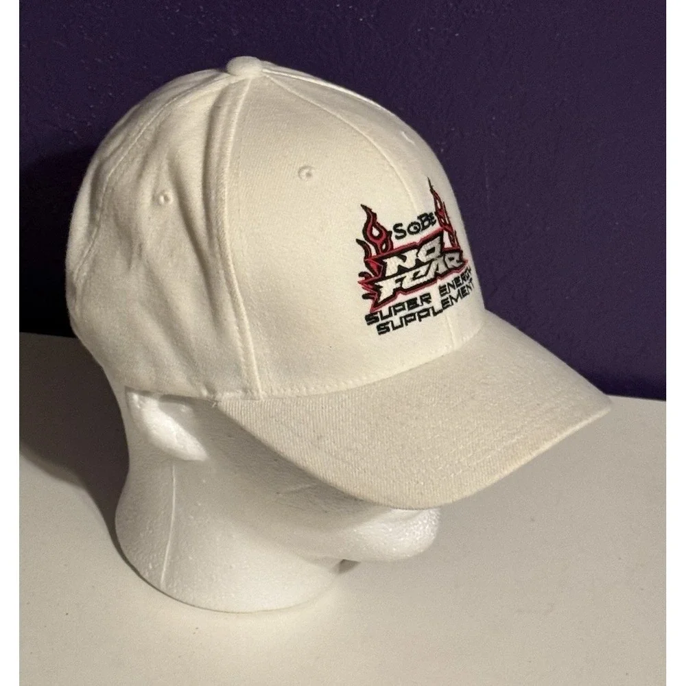 Vintage Sobe No Fear Super Energy Flexfit Hat L/XL Flames Bam Jackass Y2K JNCO